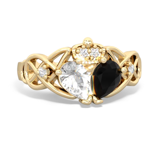 onyx-white topaz claddagh ring