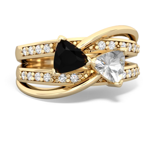 Black Onyx Genuine Black Onyx with Genuine White Topaz Bowtie ring Ring