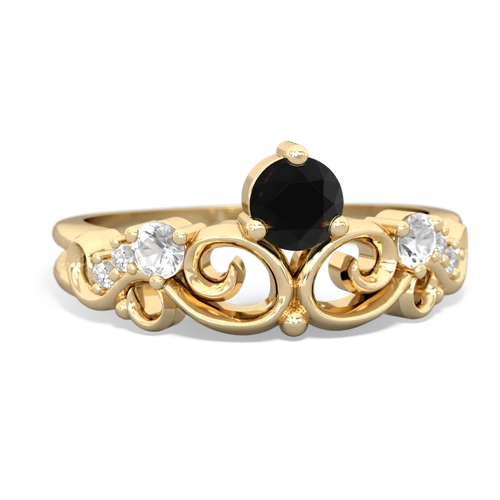 Black Onyx Genuine Black Onyx with Genuine White Topaz and  Crown Keepsake ring Ring