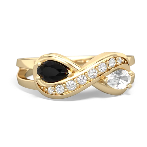 Black Onyx Genuine Black Onyx with Genuine White Topaz Diamond Infinity ring Ring