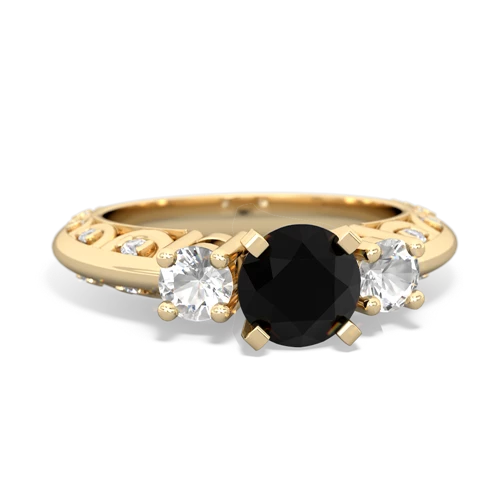 Black Onyx Genuine Black Onyx with Genuine White Topaz Art Deco ring Ring