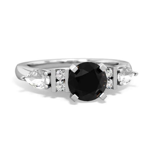 Black Onyx Genuine Black Onyx with Genuine White Topaz and  Engagement ring Ring
