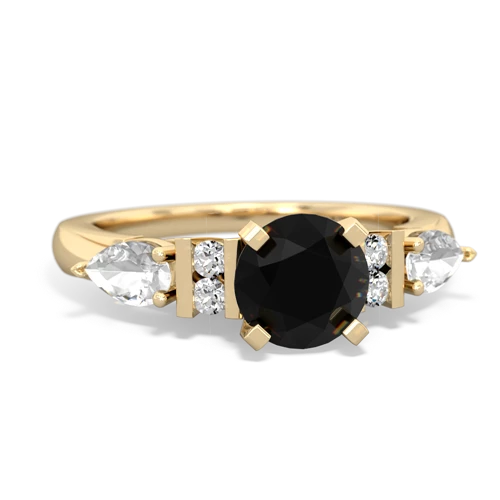 Black Onyx Genuine Black Onyx with Genuine White Topaz and Genuine White Topaz Engagement ring Ring