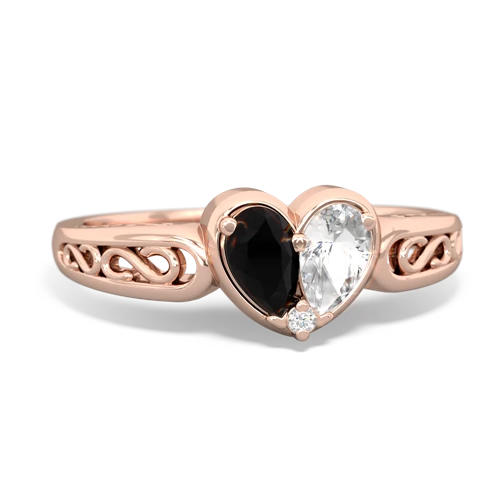 onyx-white topaz filligree ring