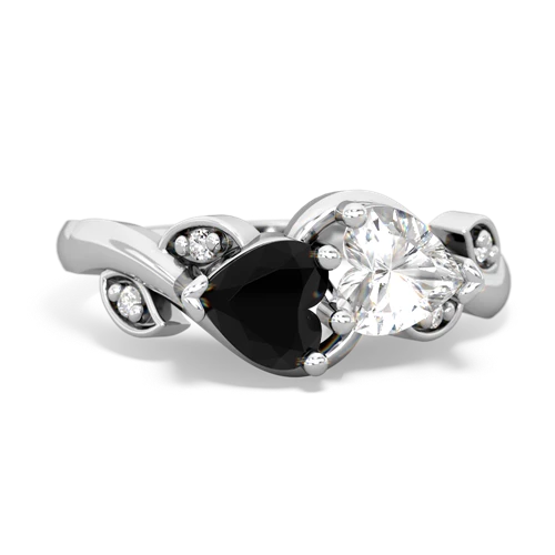 onyx-white topaz floral keepsake ring