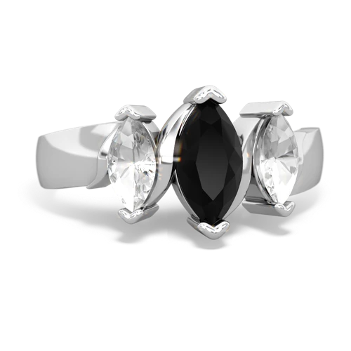 Black Onyx Genuine Black Onyx with Genuine White Topaz and  Three Peeks ring Ring