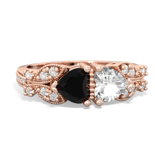 onyx-white topaz keepsake butterfly ring