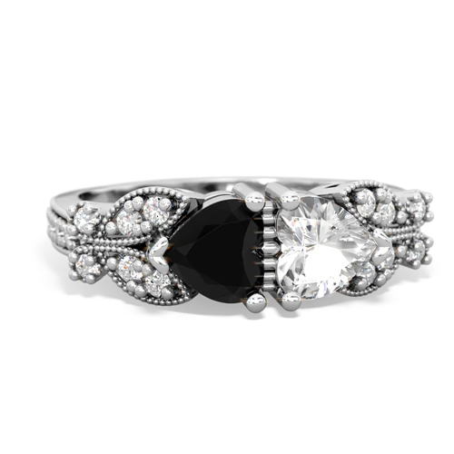 onyx-white topaz keepsake butterfly ring