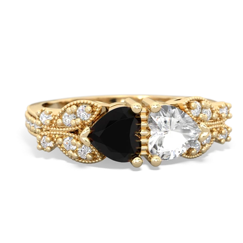 onyx-white topaz keepsake butterfly ring