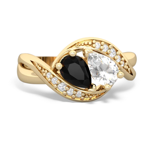 Black Onyx Genuine Black Onyx with Genuine White Topaz Summer Winds ring Ring