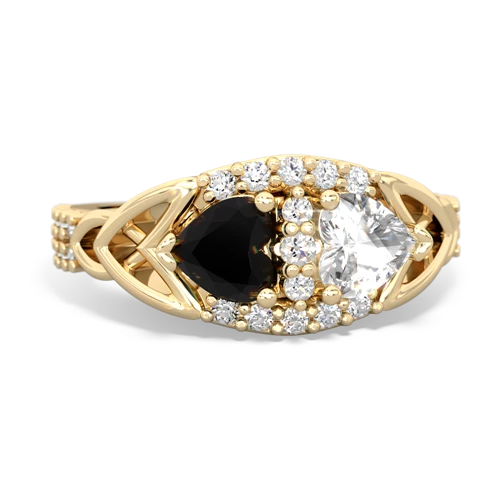Black Onyx Genuine Black Onyx with Genuine White Topaz Celtic Knot Engagement ring Ring