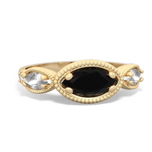 onyx-white topaz milgrain marquise ring