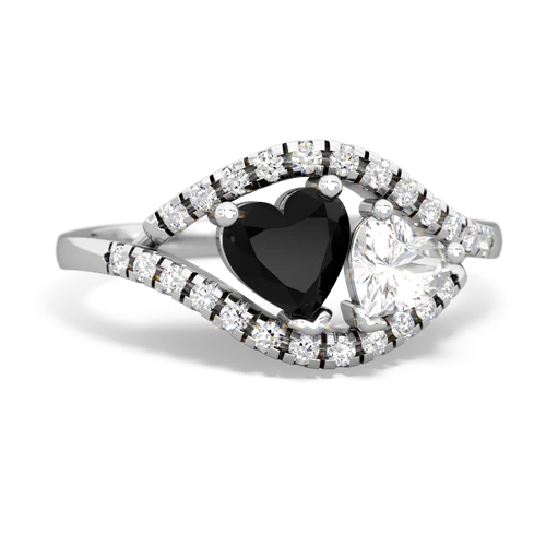 Black Onyx Genuine Black Onyx with Genuine White Topaz Mother and Child ring Ring