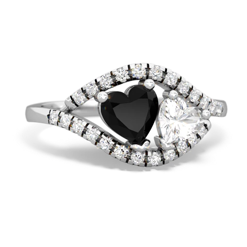 onyx-white topaz mother child ring