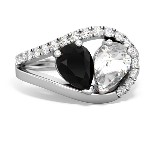 Black Onyx Genuine Black Onyx with Genuine White Topaz Nestled Heart Keepsake ring Ring