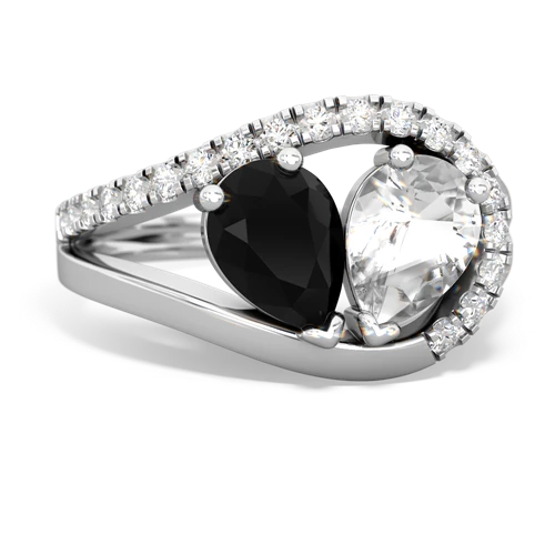 onyx-white topaz pave heart ring