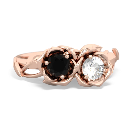 Black Onyx Genuine Black Onyx with Genuine White Topaz Rose Garden ring Ring