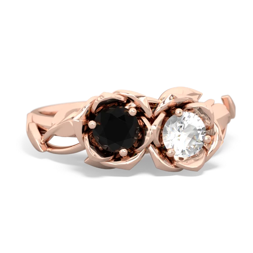 onyx-white topaz roses ring