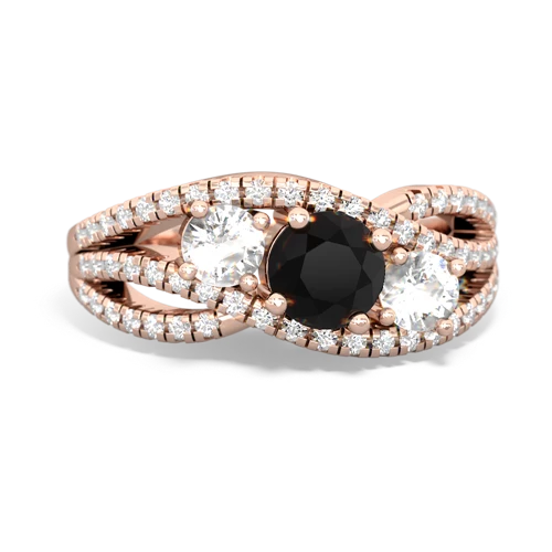 onyx-white topaz three stone pave ring