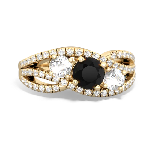 onyx-white topaz three stone pave ring