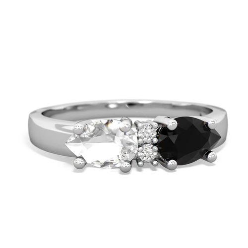 Black Onyx Genuine Black Onyx with Genuine White Topaz Pear Bowtie ring Ring