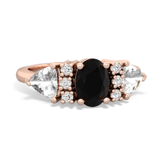 Black Onyx Genuine Black Onyx with Genuine White Topaz and Genuine White Topaz Antique Style Three Stone ring Ring