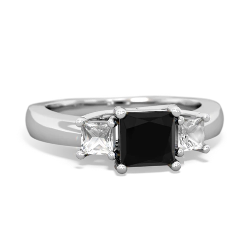 Black Onyx Genuine Black Onyx with Genuine White Topaz and  Three Stone Trellis ring Ring