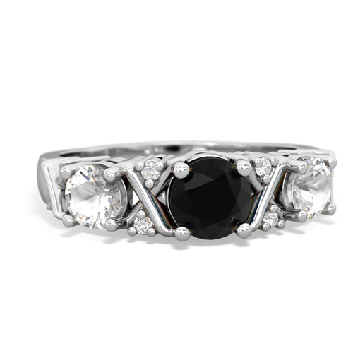 Black Onyx Genuine Black Onyx with Genuine White Topaz and  Hugs and Kisses ring Ring