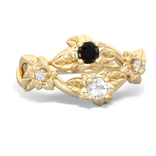 Black Onyx Genuine Black Onyx with Genuine White Topaz Sparkling Bouquet ring Ring