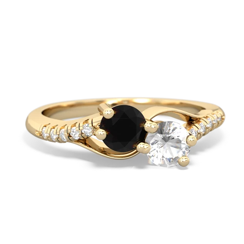 Black Onyx Genuine Black Onyx with Genuine White Topaz Two Stone Infinity ring Ring