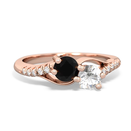 onyx-white topaz two stone infinity ring