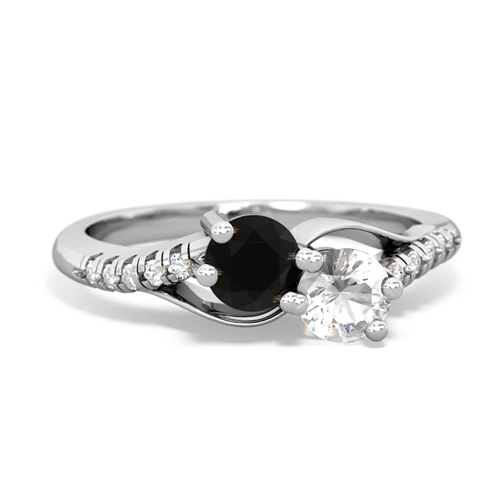 onyx-white topaz two stone infinity ring