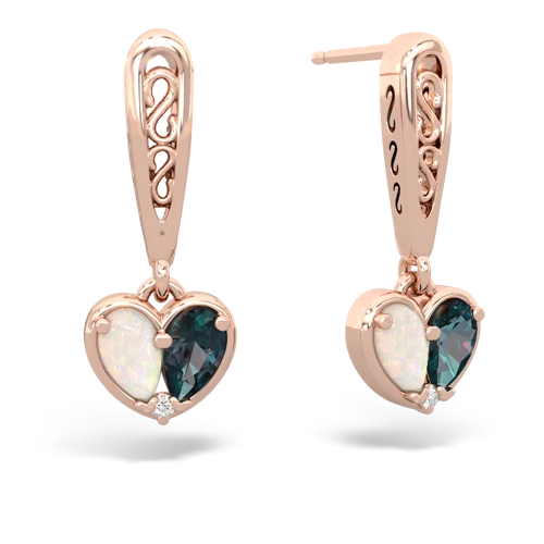 opal-alexandrite filligree earrings