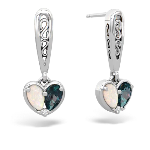 opal-alexandrite filligree earrings