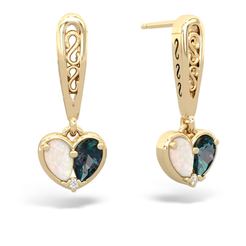 opal-alexandrite filligree earrings