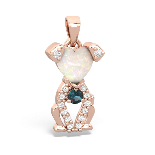 opal-alexandrite birthstone puppy pendant