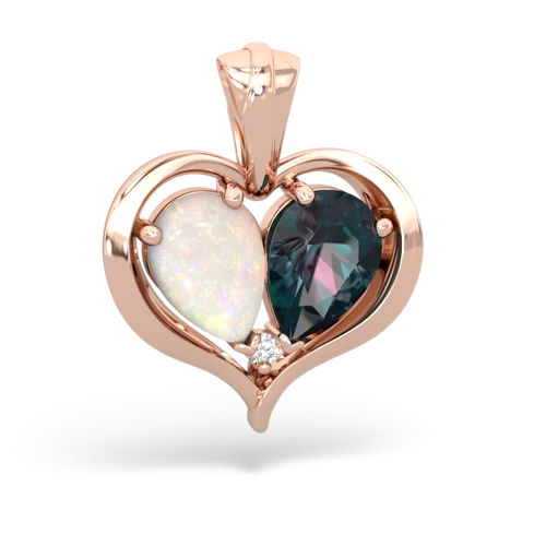 opal-alexandrite half heart whole pendant