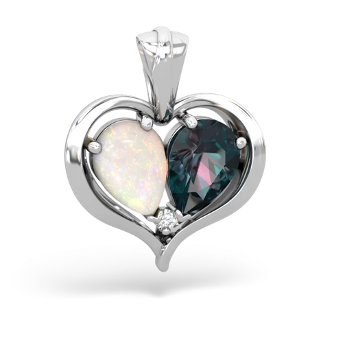 opal-alexandrite half heart whole pendant