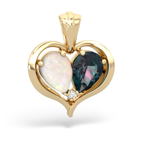 opal-alexandrite half heart whole pendant