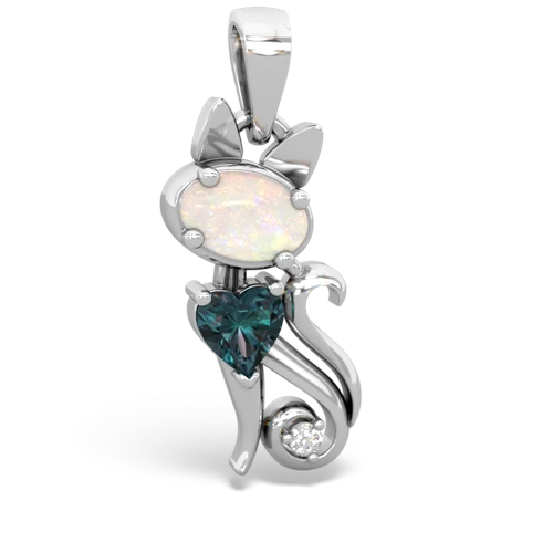 opal-alexandrite kitten pendant