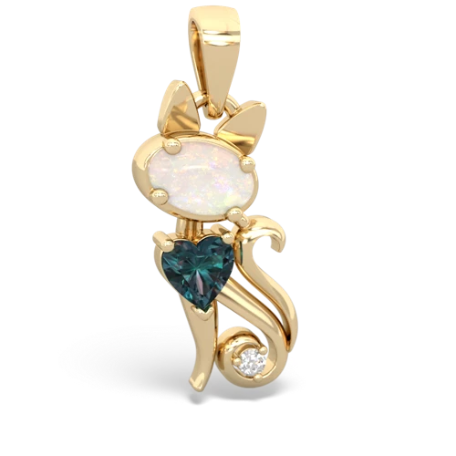 opal-alexandrite kitten pendant