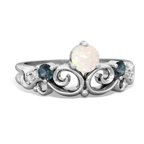 Opal Genuine Opal with Lab Created Alexandrite and Genuine Aquamarine Crown Keepsake ring Ring