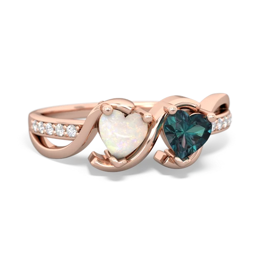 opal-alexandrite double heart ring