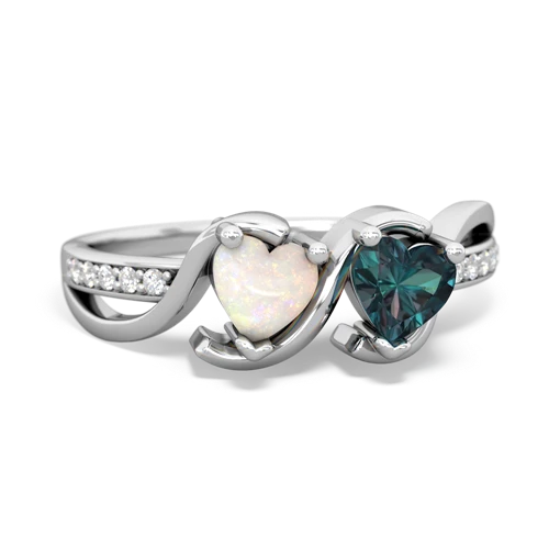 opal-alexandrite double heart ring