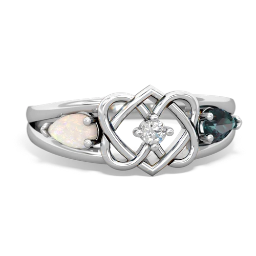 opal-alexandrite double heart ring