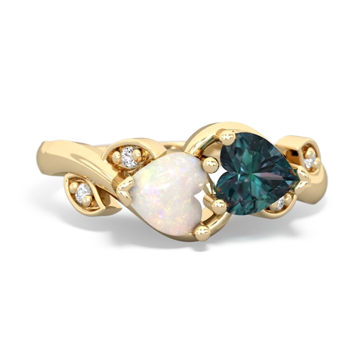 opal-alexandrite floral keepsake ring