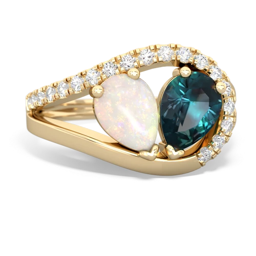 opal-alexandrite pave heart ring