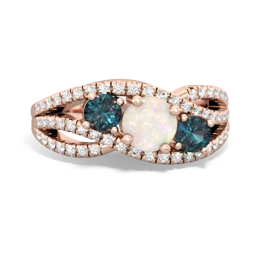 opal-alexandrite three stone pave ring