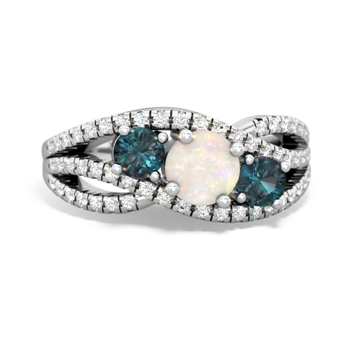 opal-alexandrite three stone pave ring