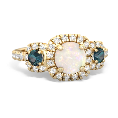 Opal Genuine Opal with Lab Created Alexandrite and Genuine Tanzanite Regal Halo ring Ring